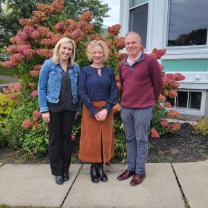 (L to R) Executive Directors Molly Feeney of Homeworthy (formerly the Knox County Homeless Coalition), Rebekah Paredes of New Hope Midcoast, and Alan Kearl of Area Interfaith Outreach (AIO) will be panelists at Creating Communities of Compassion on November 14 at the Strand. (Photo courtesy New Hope Midcoast)